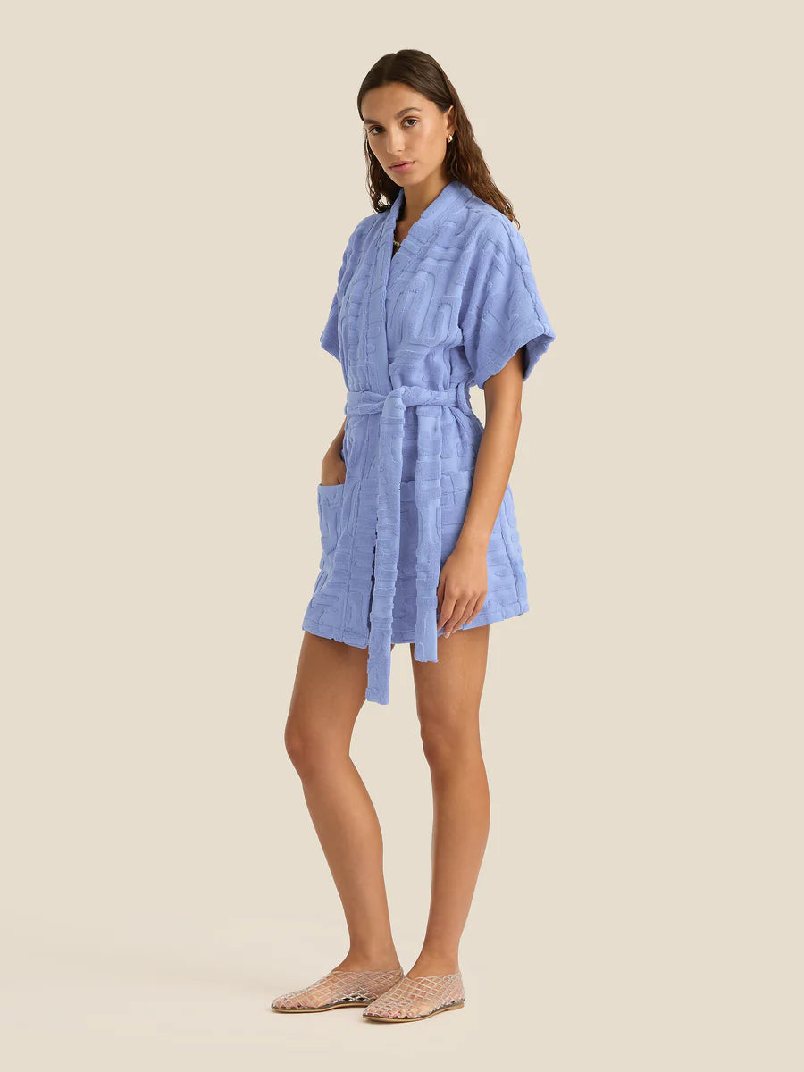 Towelling Mini Robe Kin Cornflower