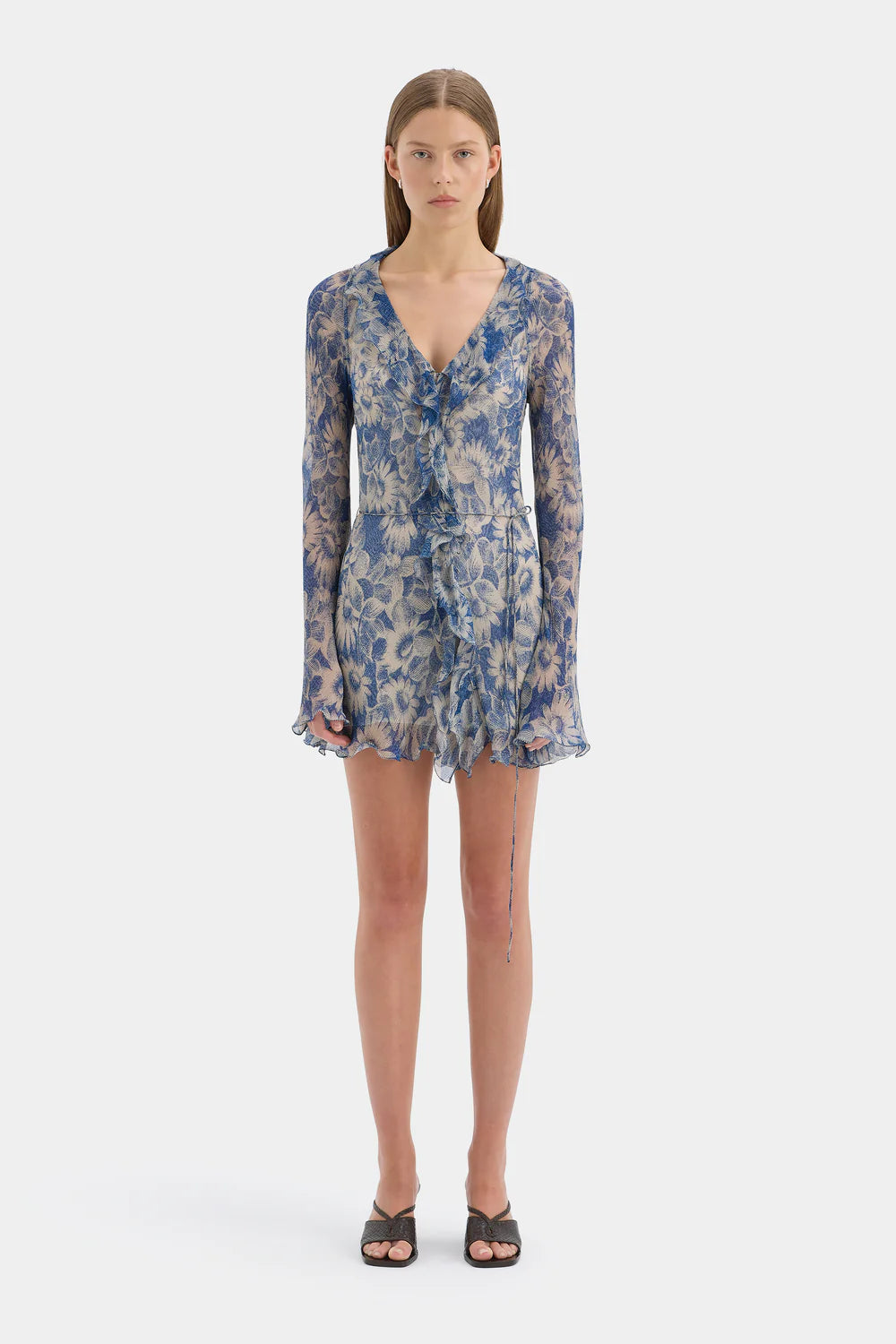Sir Lilia Ruffle Long Sleeve Mini Dress