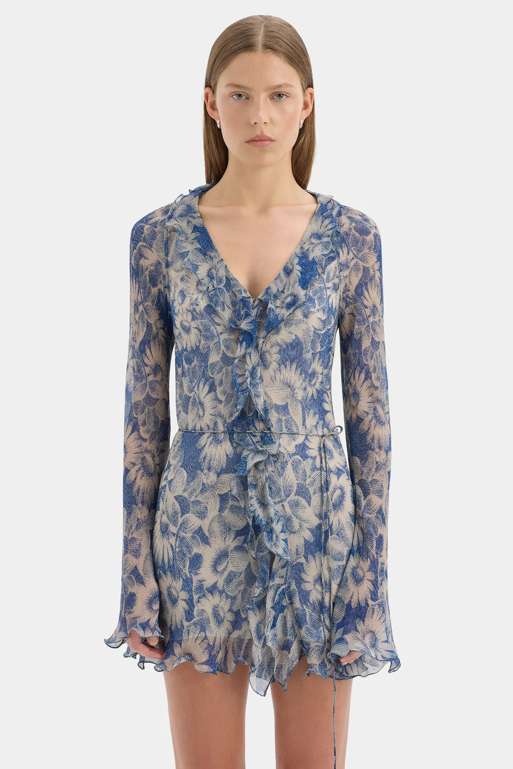 Sir Lilia Ruffle Long Sleeve Mini Dress