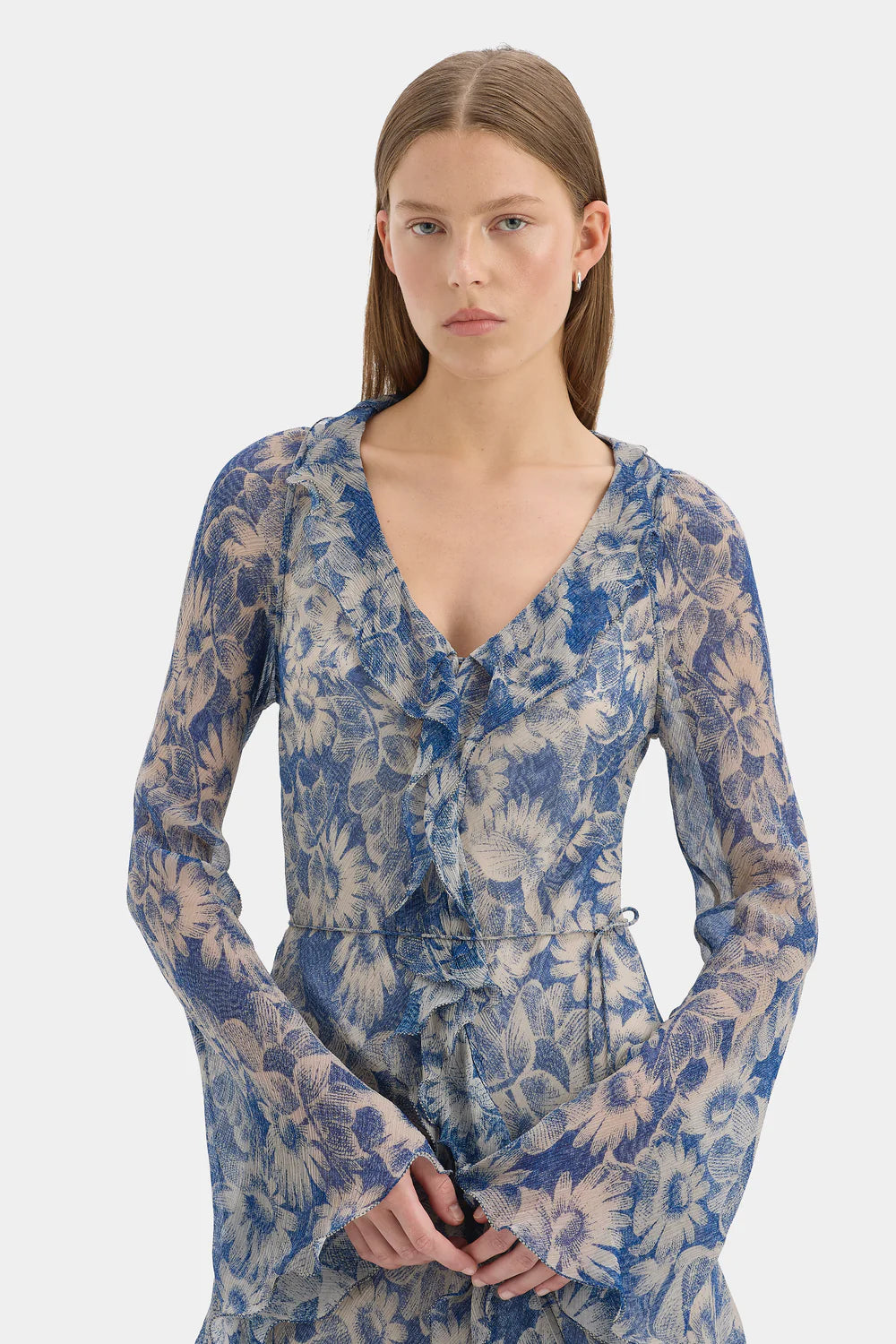 Sir Lilia Ruffle Long Sleeve Mini Dress