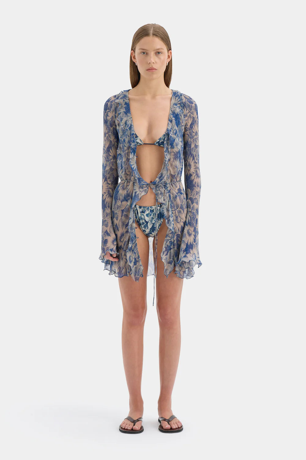 Sir Lilia Ruffle Long Sleeve Mini Dress