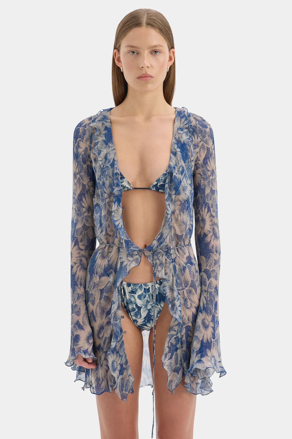Sir Lilia Ruffle Long Sleeve Mini Dress