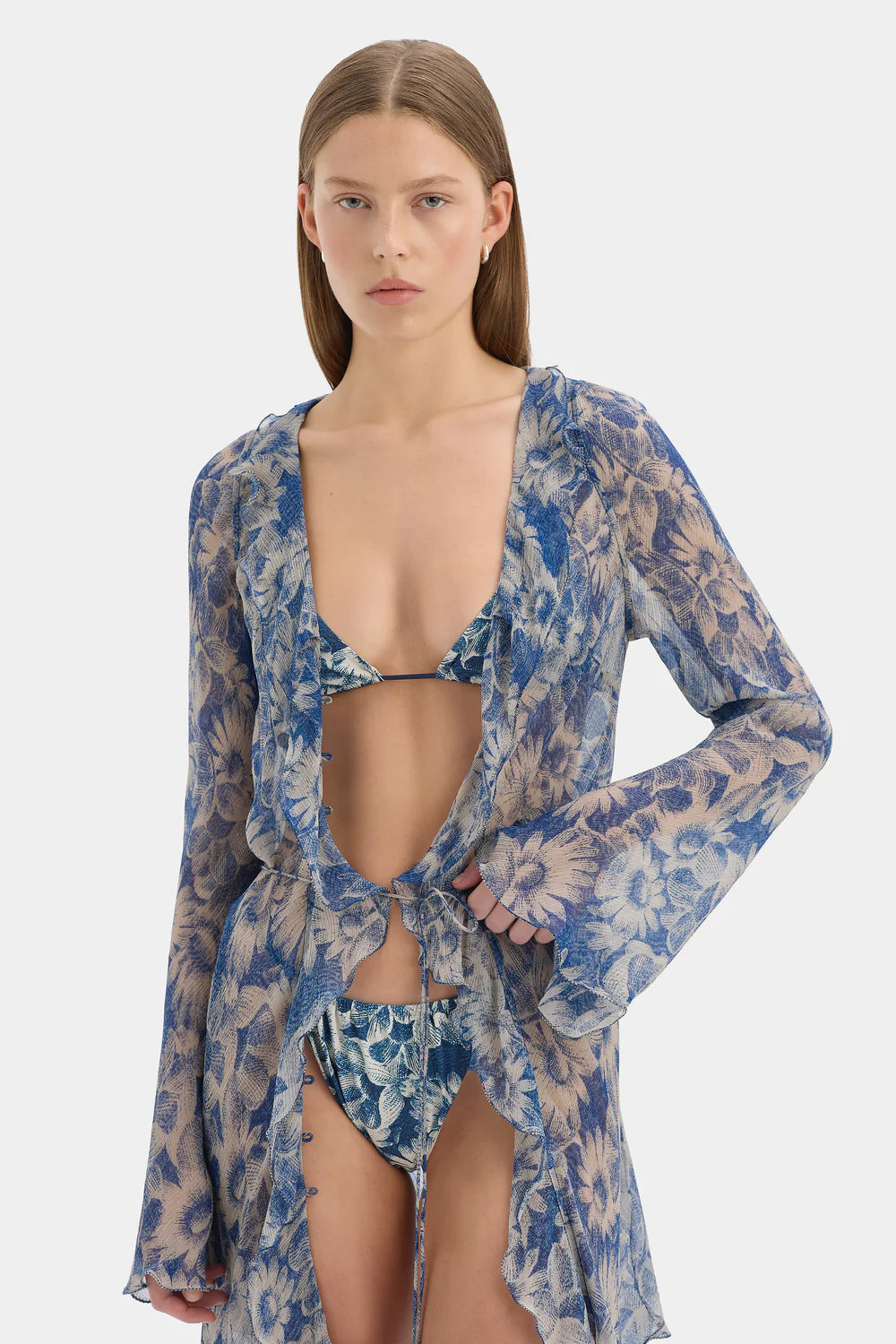 Sir Lilia Ruffle Long Sleeve Mini Dress