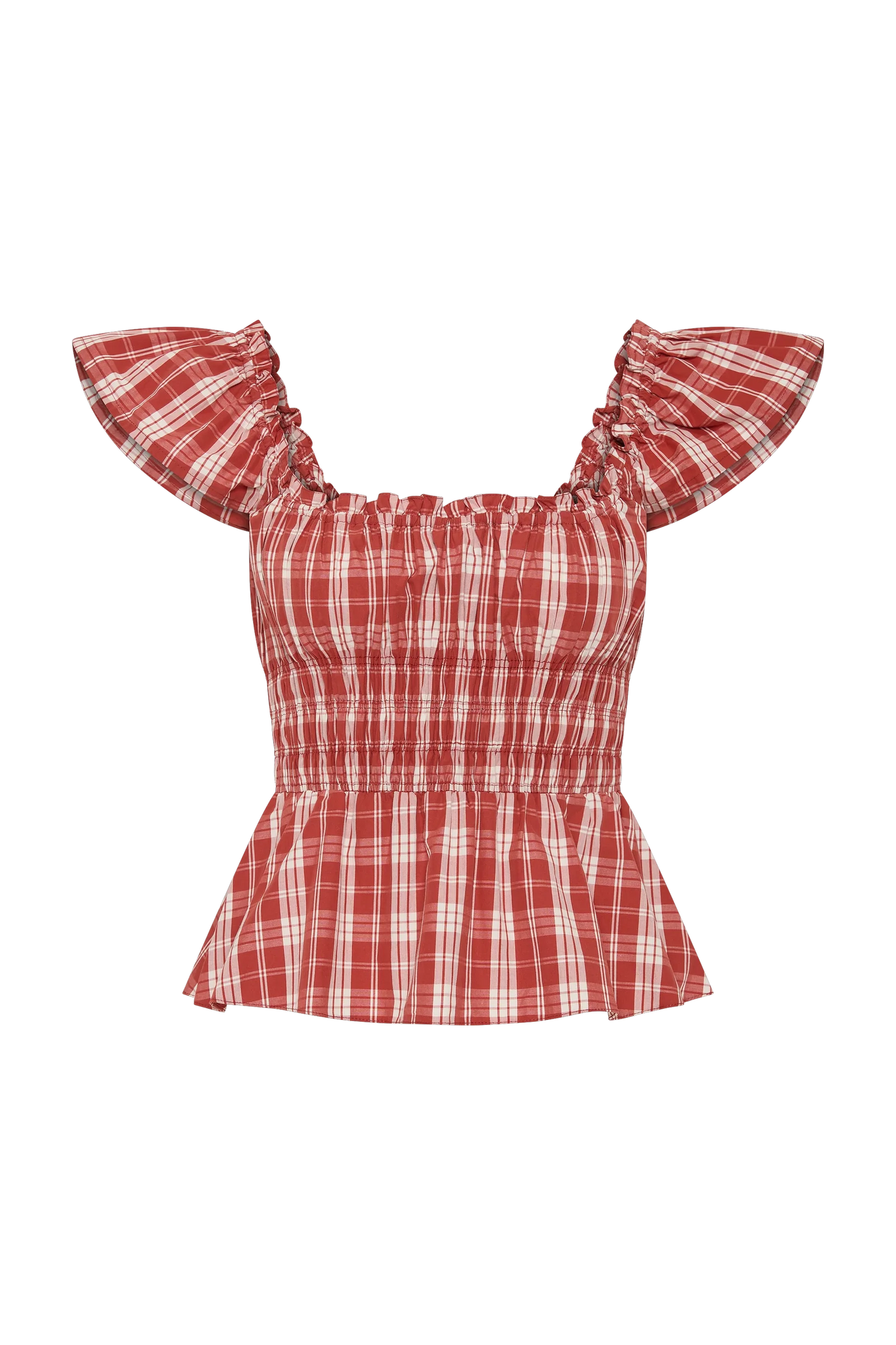 Faithfull Janne Top Ines Check Terra Rosso