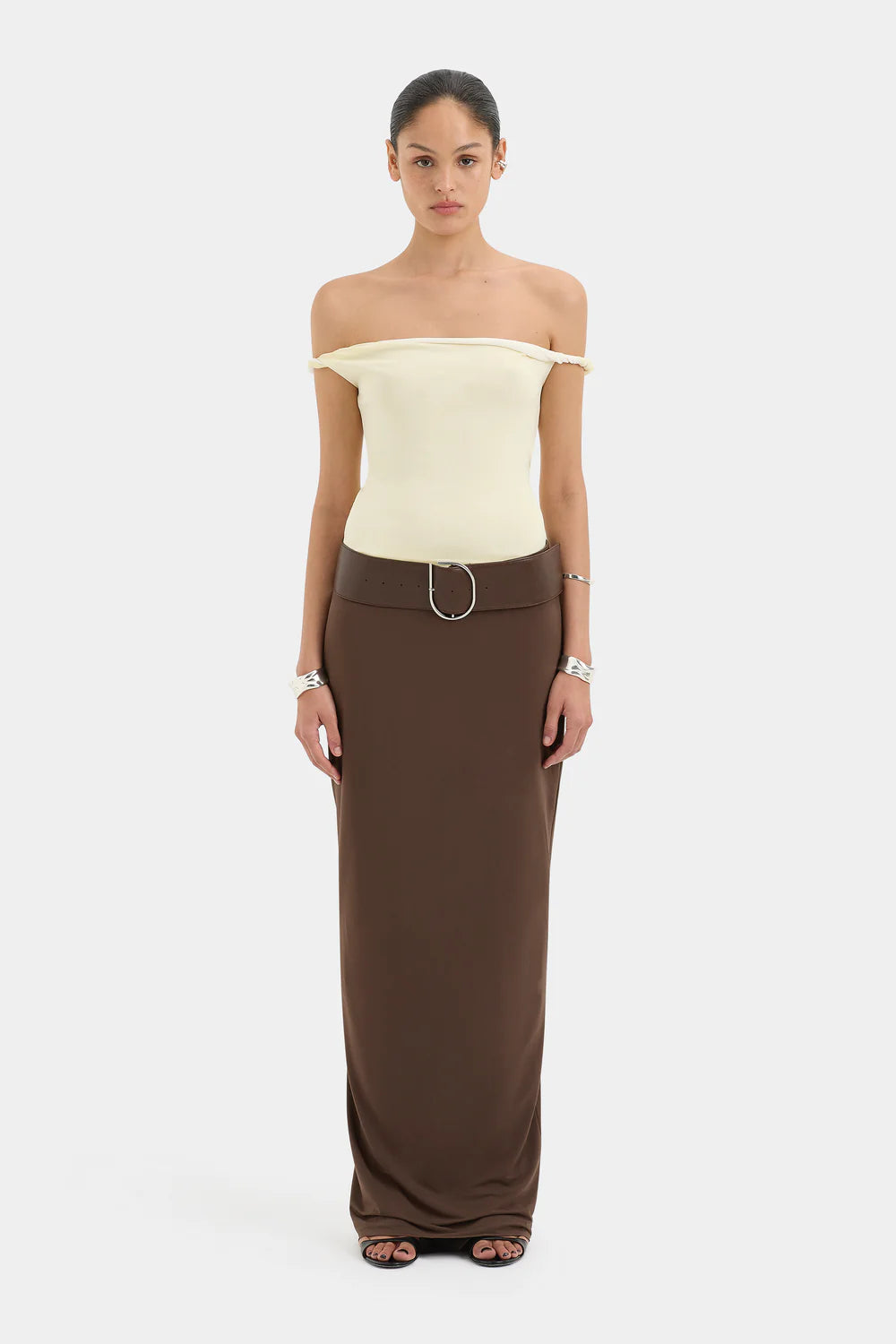 Elia Off Shoulder Twist Top Lemon