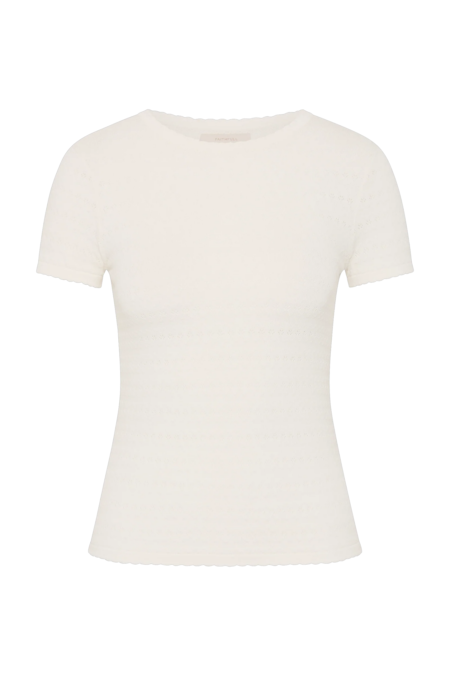 Faithfull Lisandra T Shirt Gisele Pointelle Vintage White