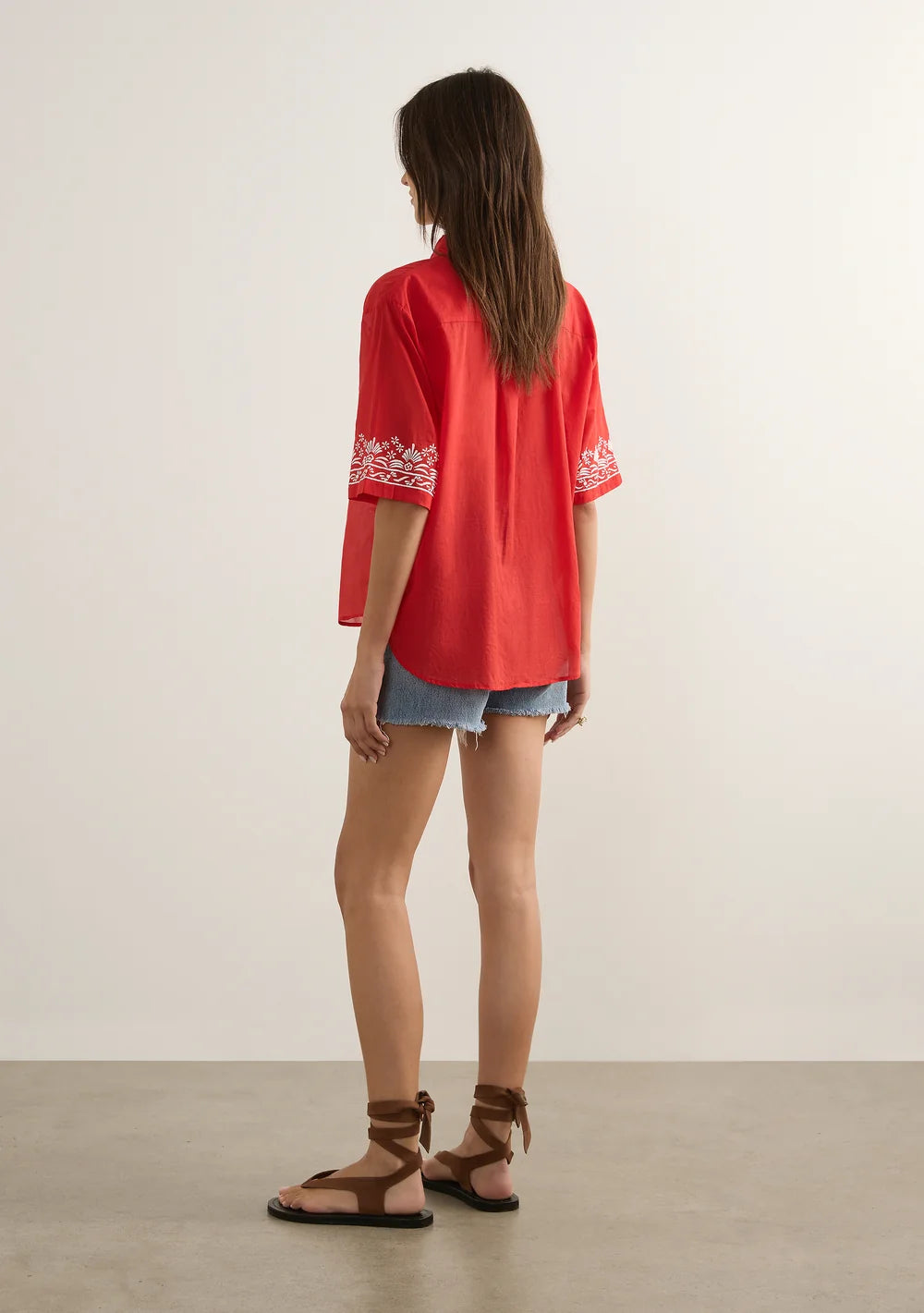 Auguste Sardine Embroidered Blouse Red