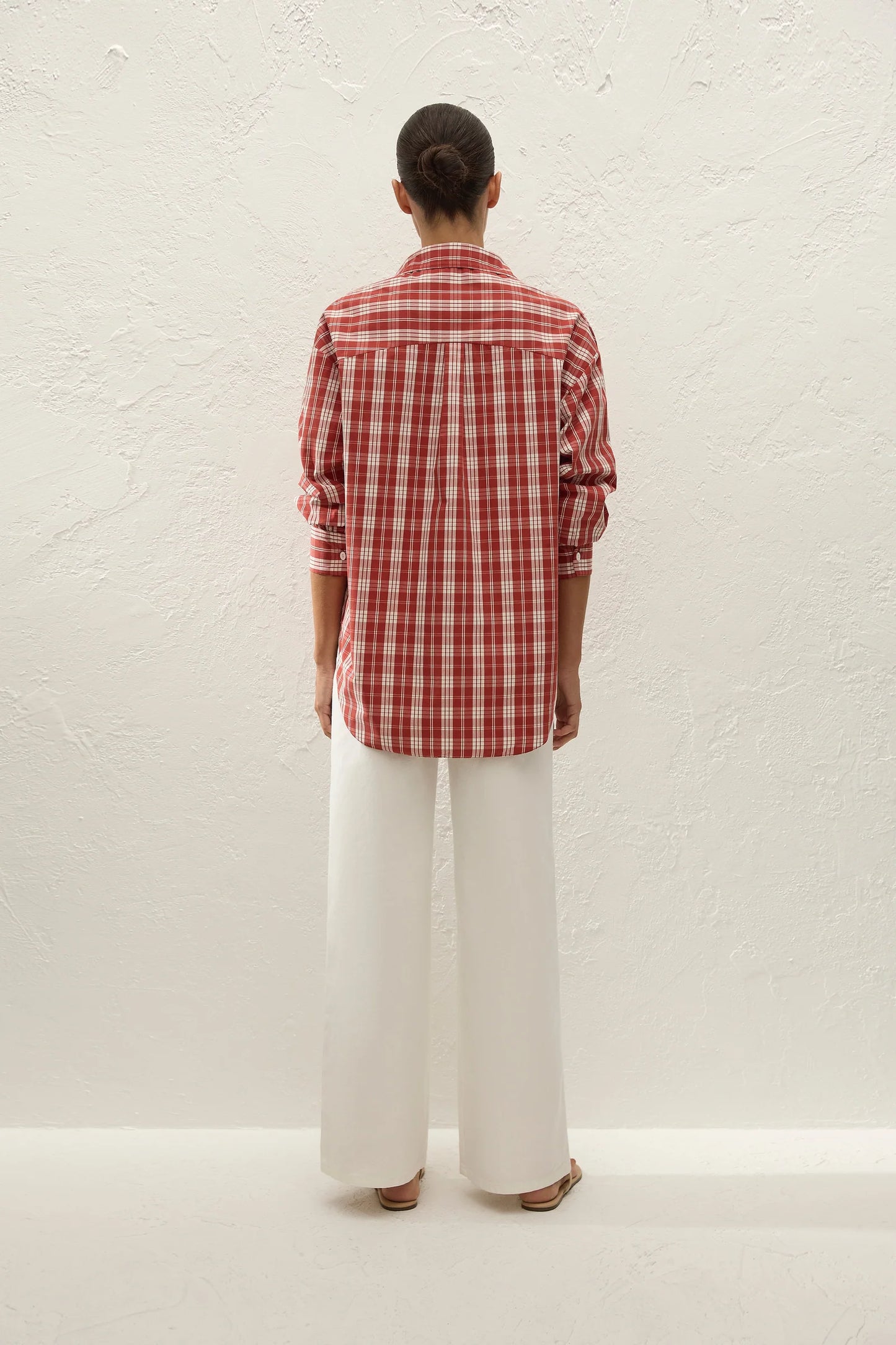 Faithfull En Vau Oversized Shirt Ines Check Terra Rosso