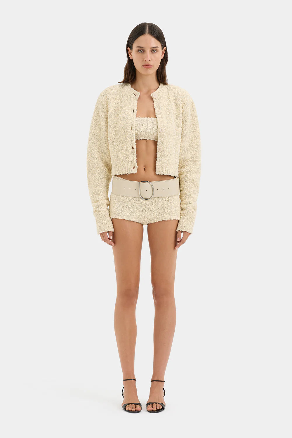 Rocco Wide Leather Belt Cream