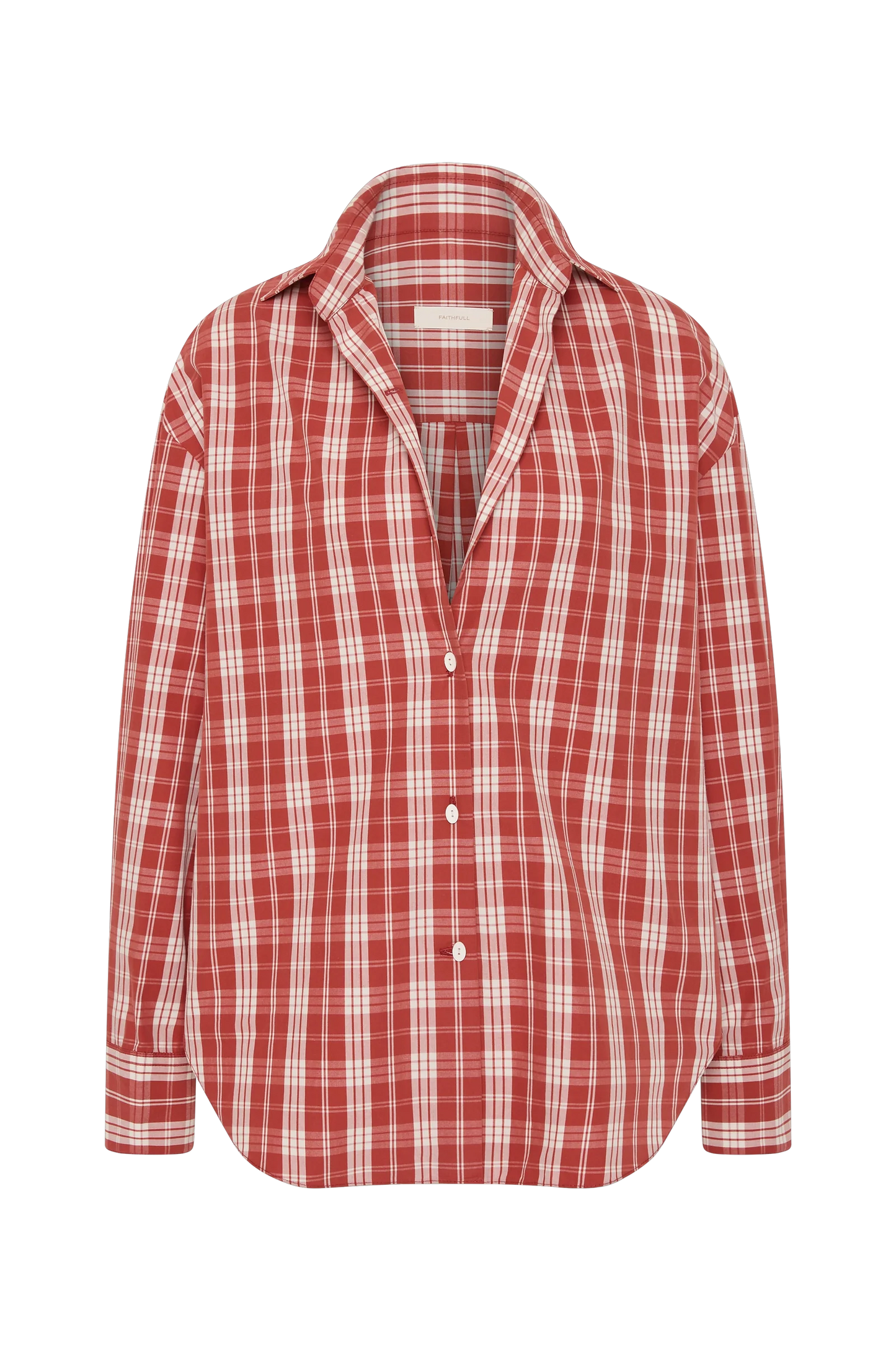 Faithfull En Vau Oversized Shirt Ines Check Terra Rosso