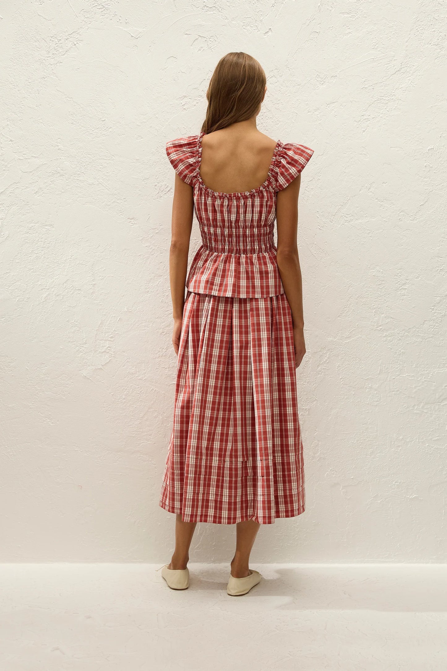 Faithfull Janne Top Ines Check Terra Rosso