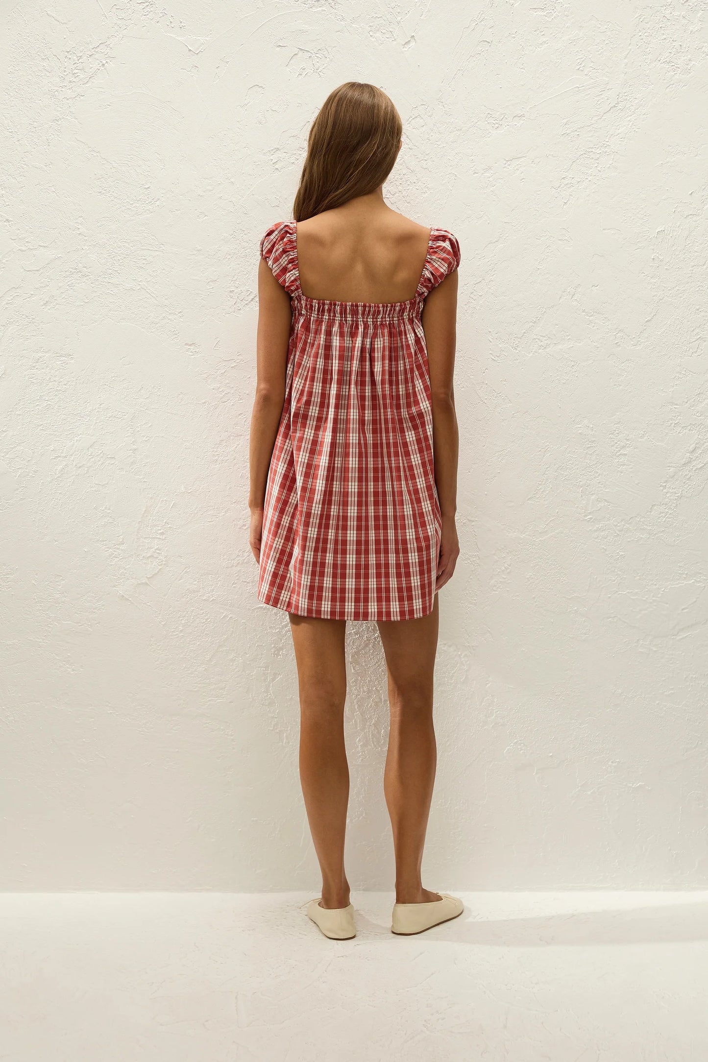 Faithfull Belinha Mini Dress Ines Check Terra Rosso