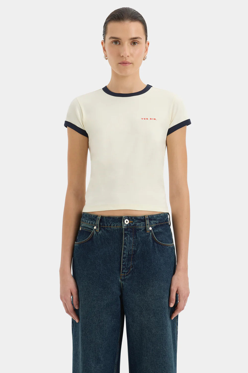 Yes SIR Fitted Tee Ivory