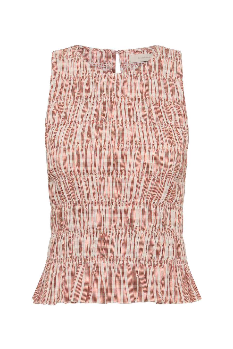 Cales Top Paloma Check Cinnamon White