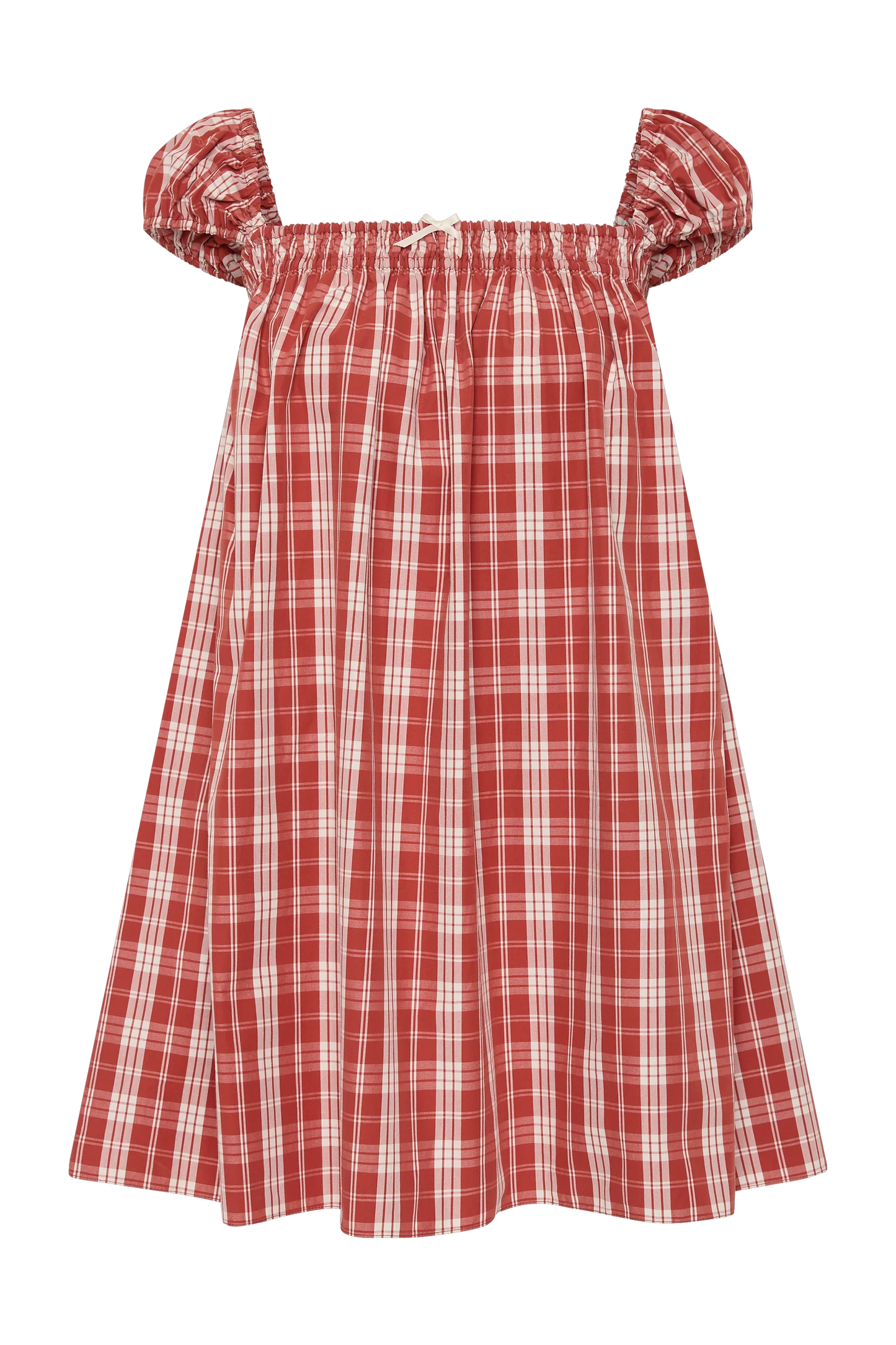 Faithfull Belinha Mini Dress Ines Check Terra Rosso
