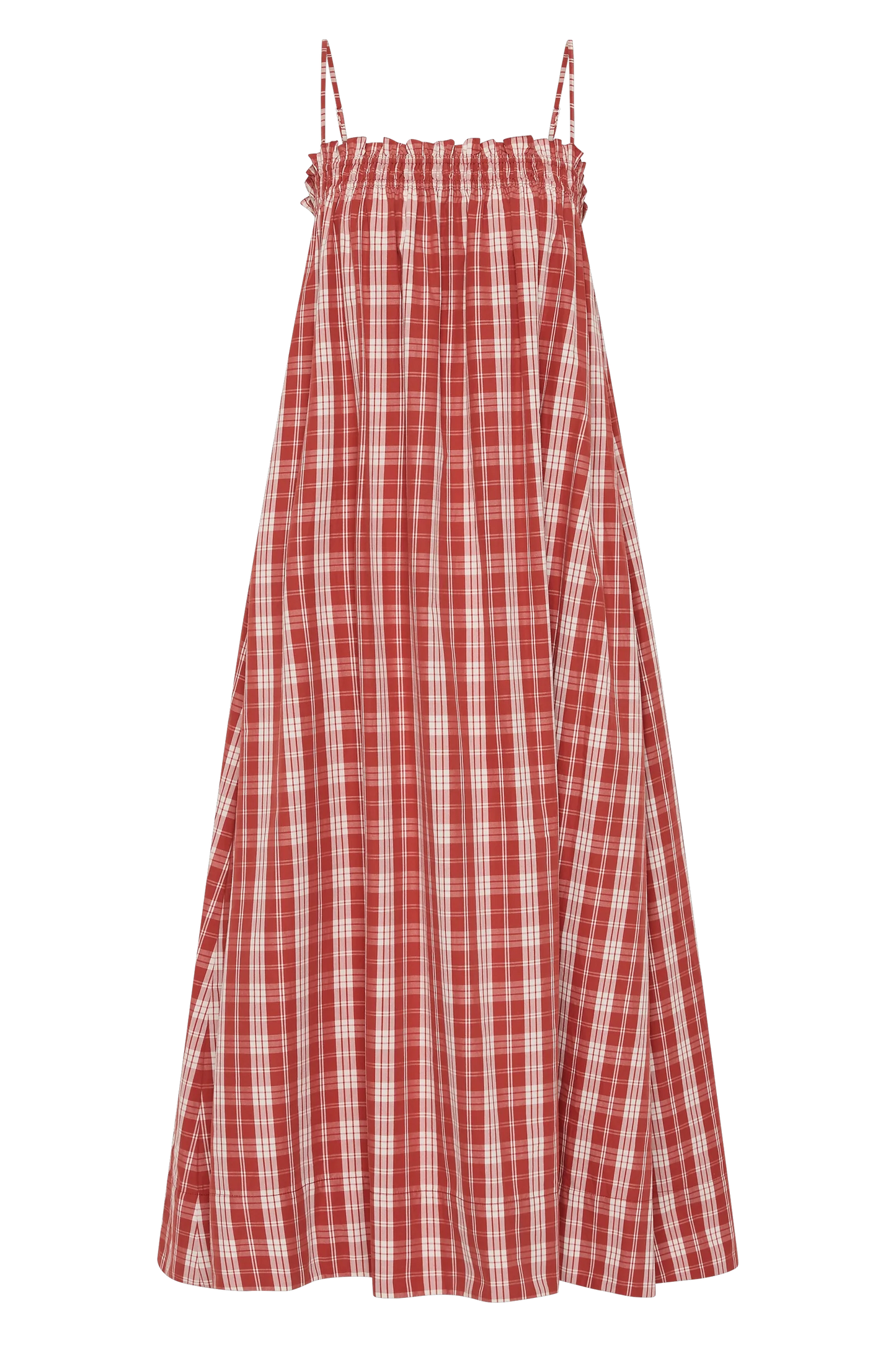 Faithfull Gerta Midi Dress Ines Check Terra Rosso