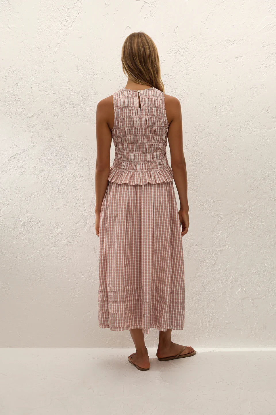 Cales Skirt Paloma Check Cinnamon White
