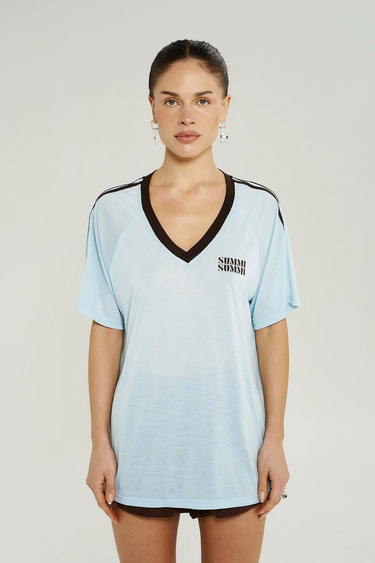 V Neck Jersey Tee Ice