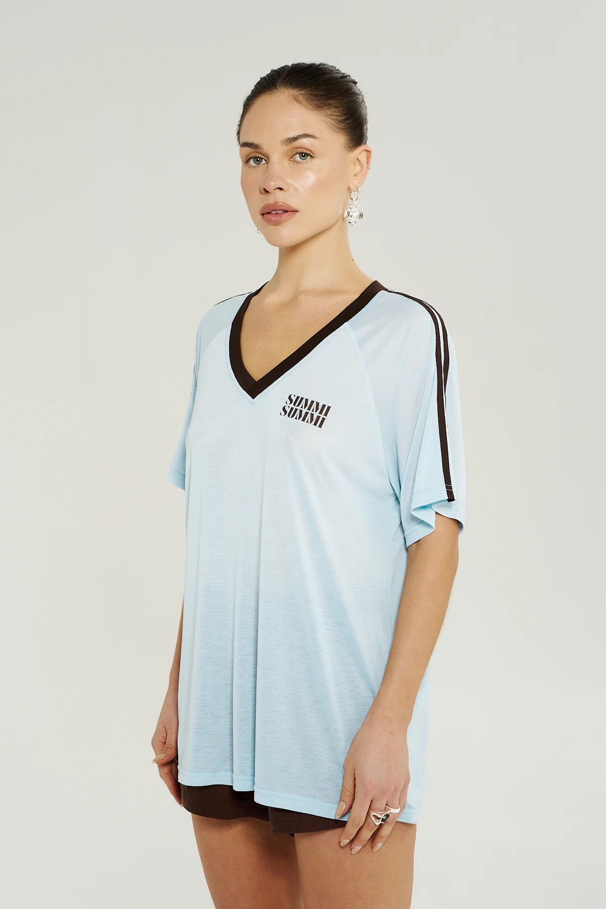 V Neck Jersey Tee Ice