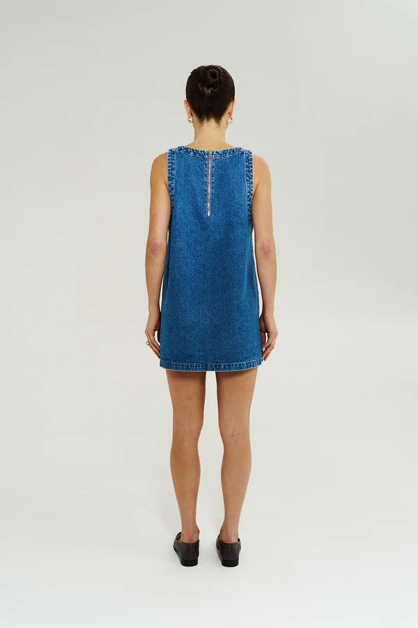 Lacey V Neck Dress Denim