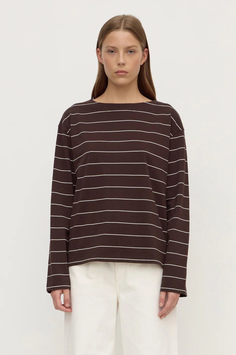 Scout Long Sleeve Tee Ganache Cream Stripe