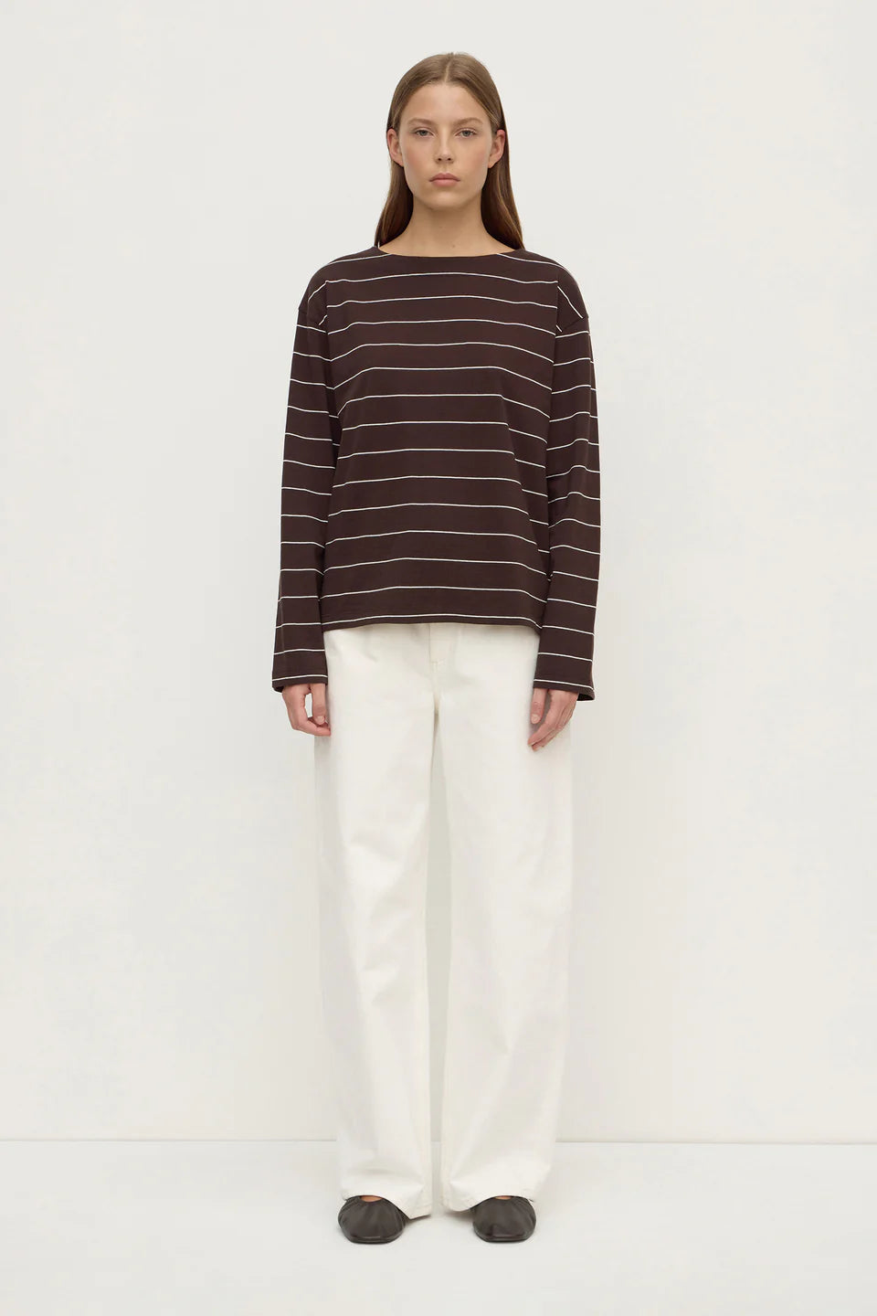 Scout Long Sleeve Tee Ganache Cream Stripe
