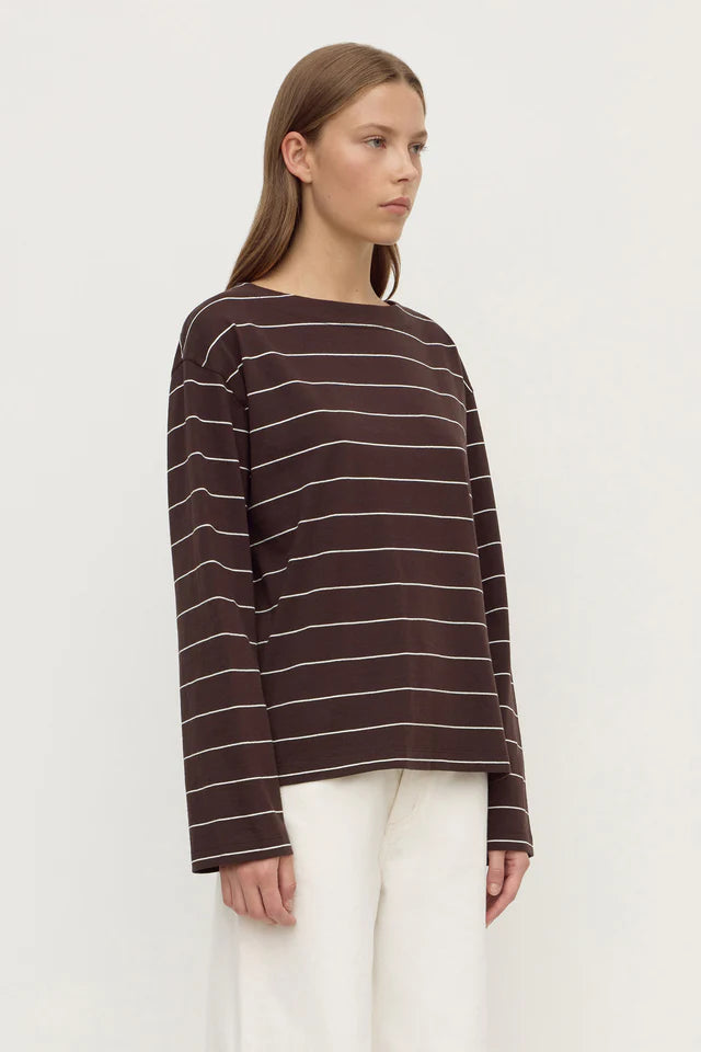 Scout Long Sleeve Tee Ganache Cream Stripe