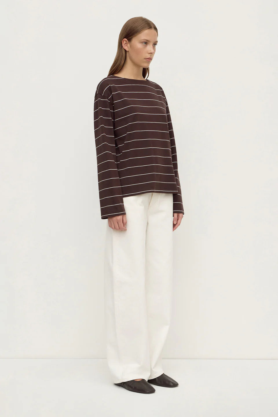 Scout Long Sleeve Tee Ganache Cream Stripe