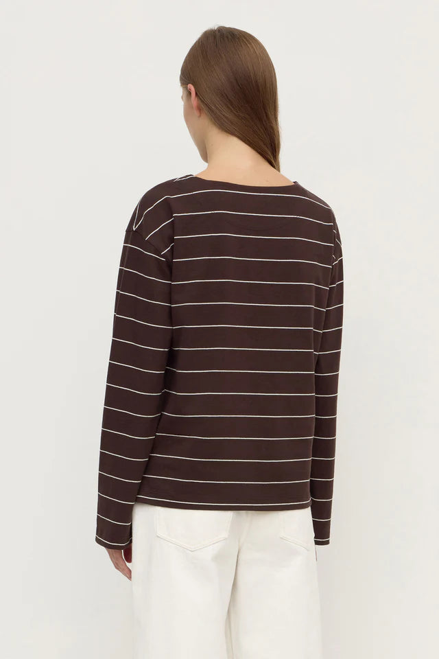 Scout Long Sleeve Tee Ganache Cream Stripe