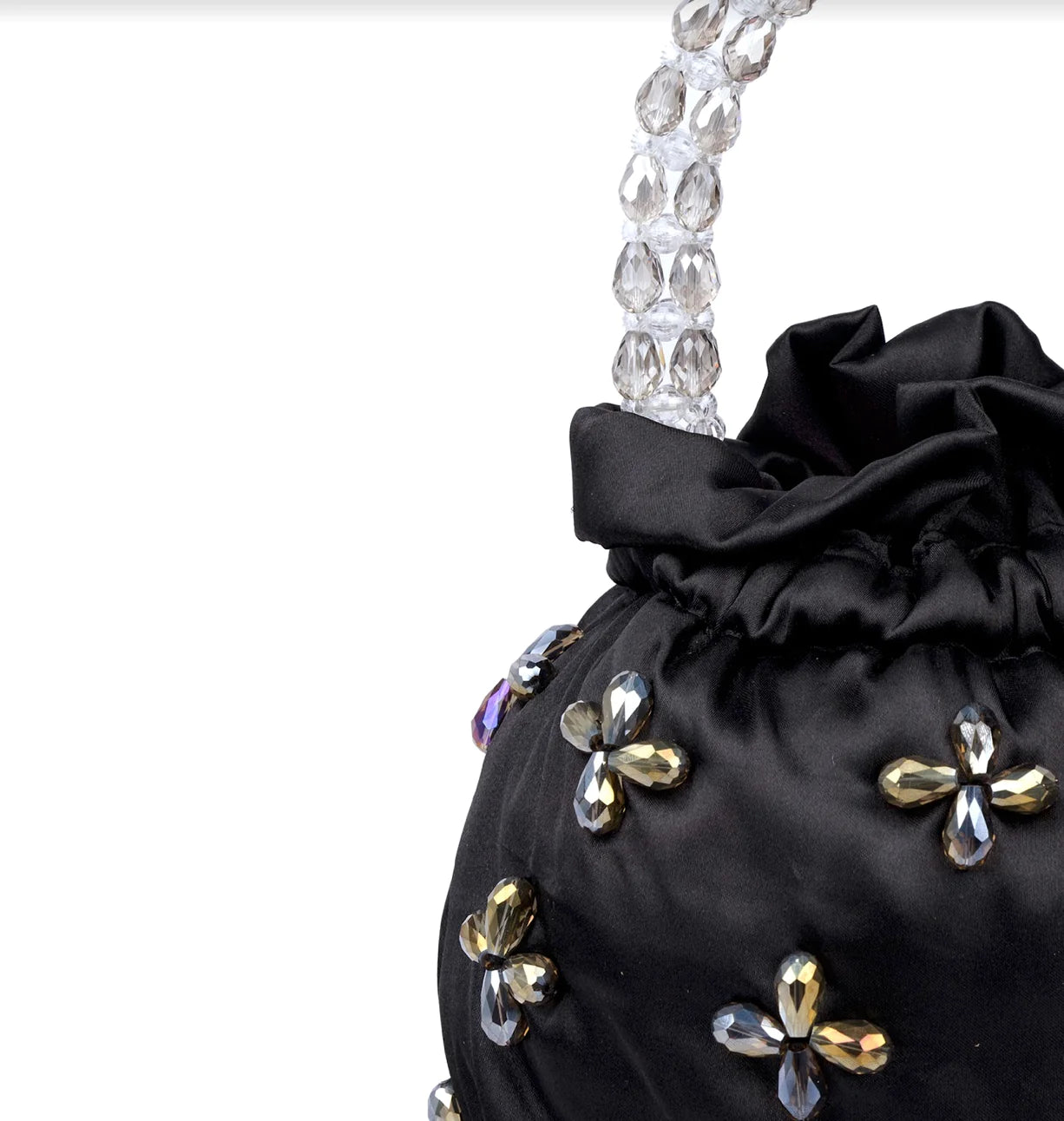 Twinkle Twinkle Satin Beaded Bag Black