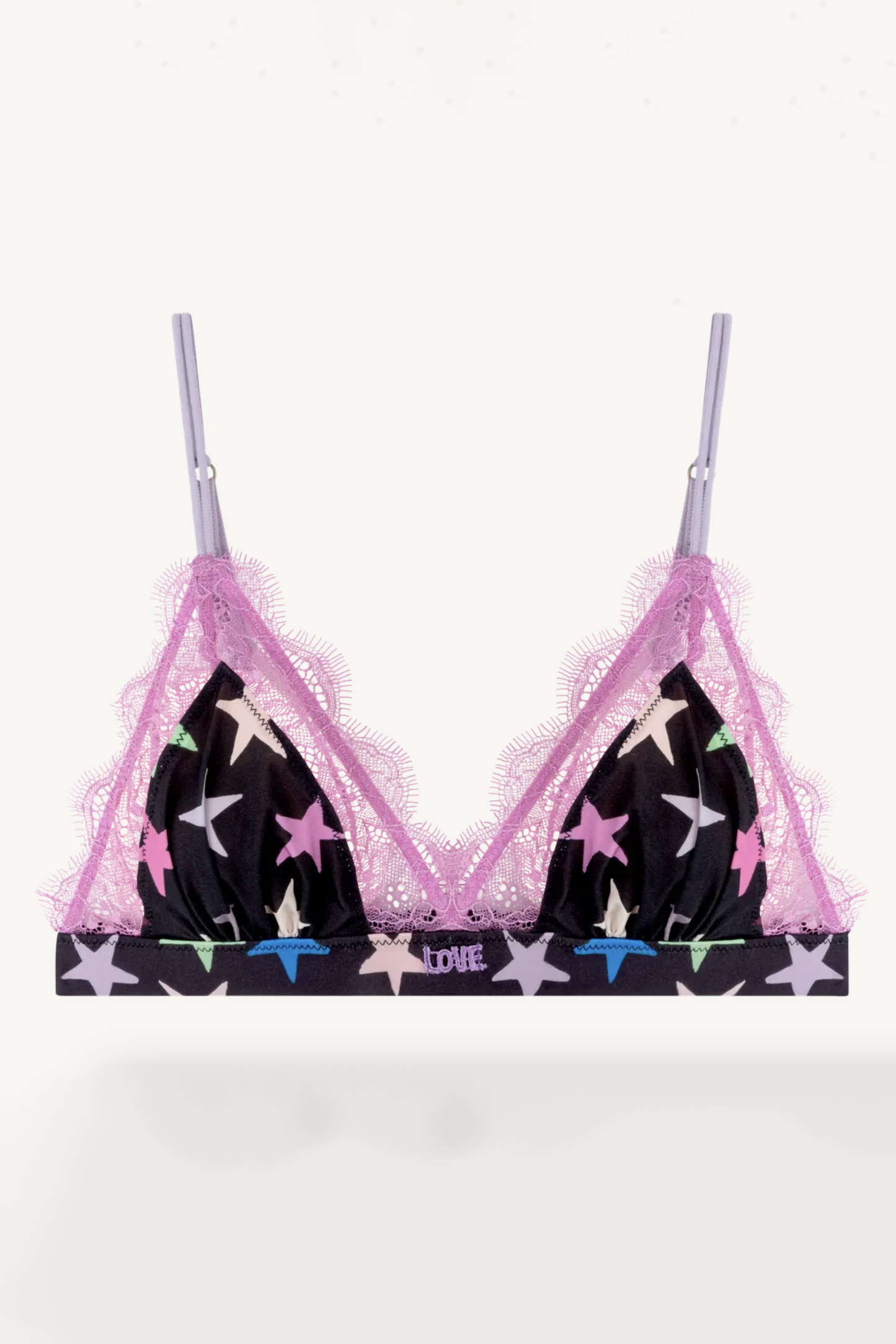 Love Lace Black Purple Star Bralette