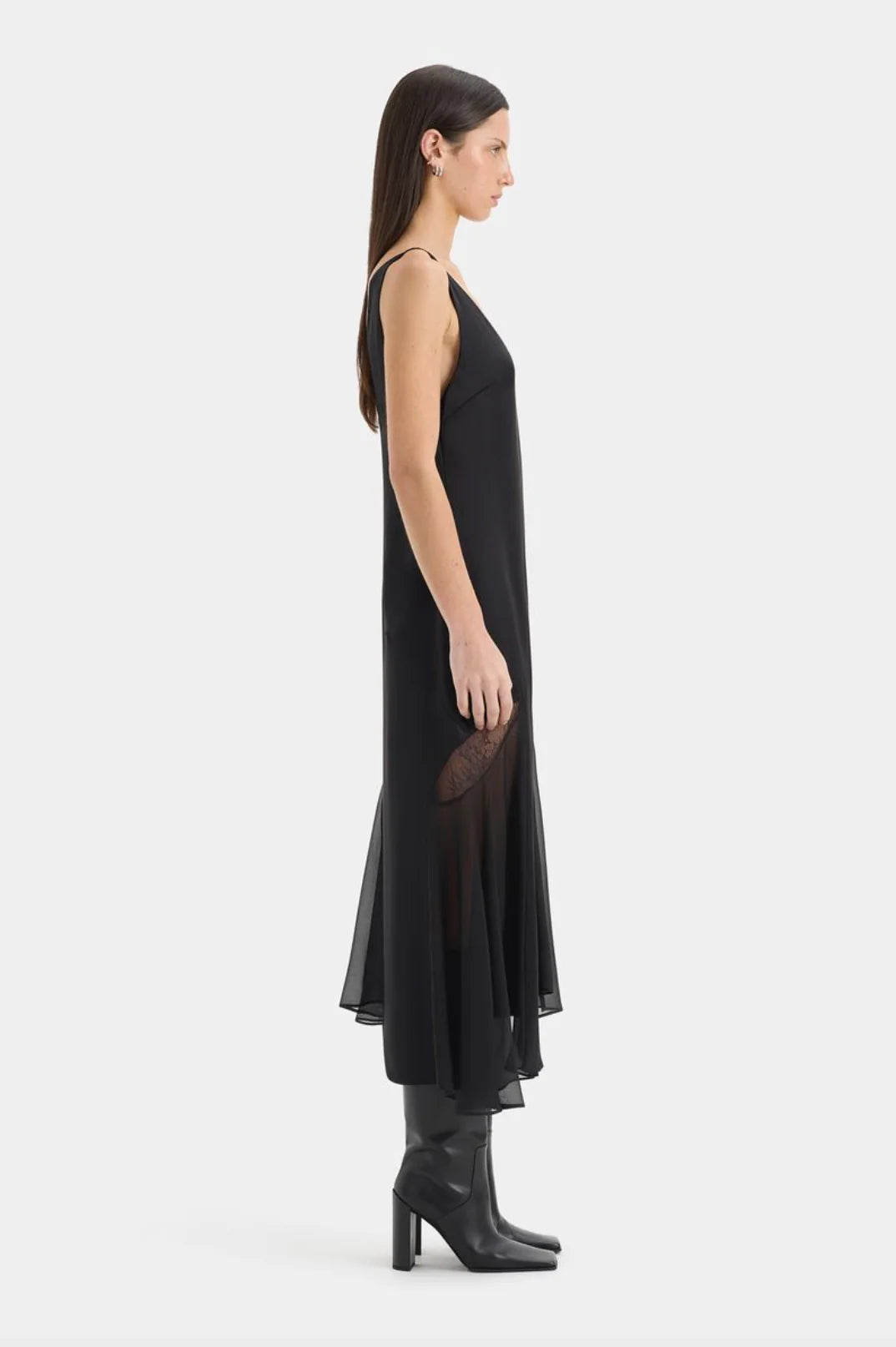 Ingrid Lace Midi Dress Black