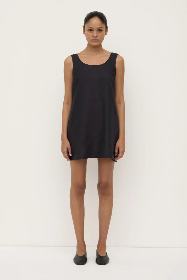 Selma Linen Mini Dress Black