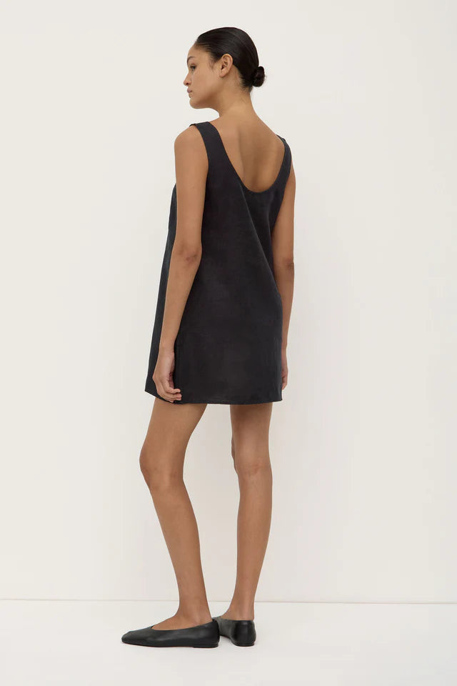 Selma Linen Mini Dress Black