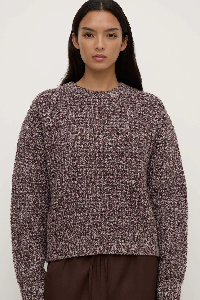 Shiloh Speckle Wool Knit Aubergine