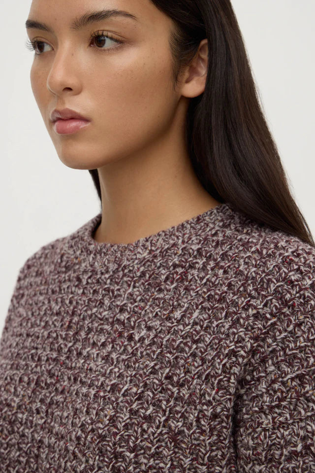 Shiloh Speckle Wool Knit Aubergine