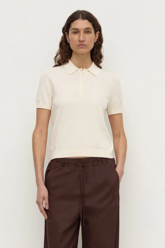 Assembly label Sloane Cotton Cashmere Polo Cream