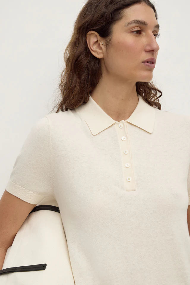 Assembly label Sloane Cotton Cashmere Polo Cream