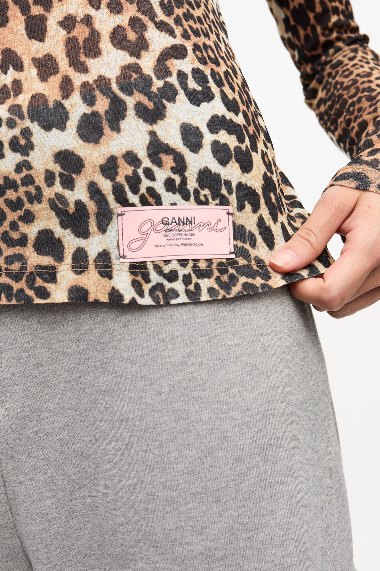 Leopard Printed Mesh Long Sleeve Blouse