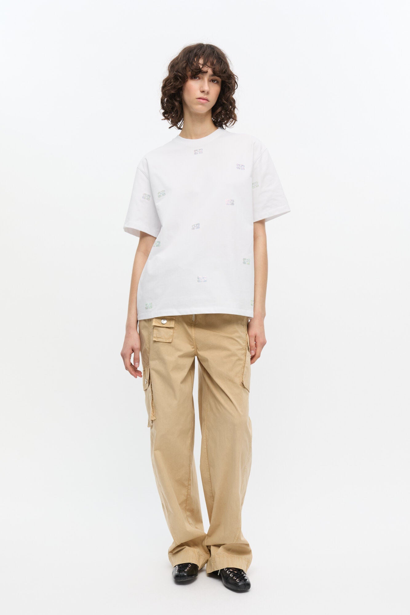White Heavy Cotton Rhinestone Tshirt