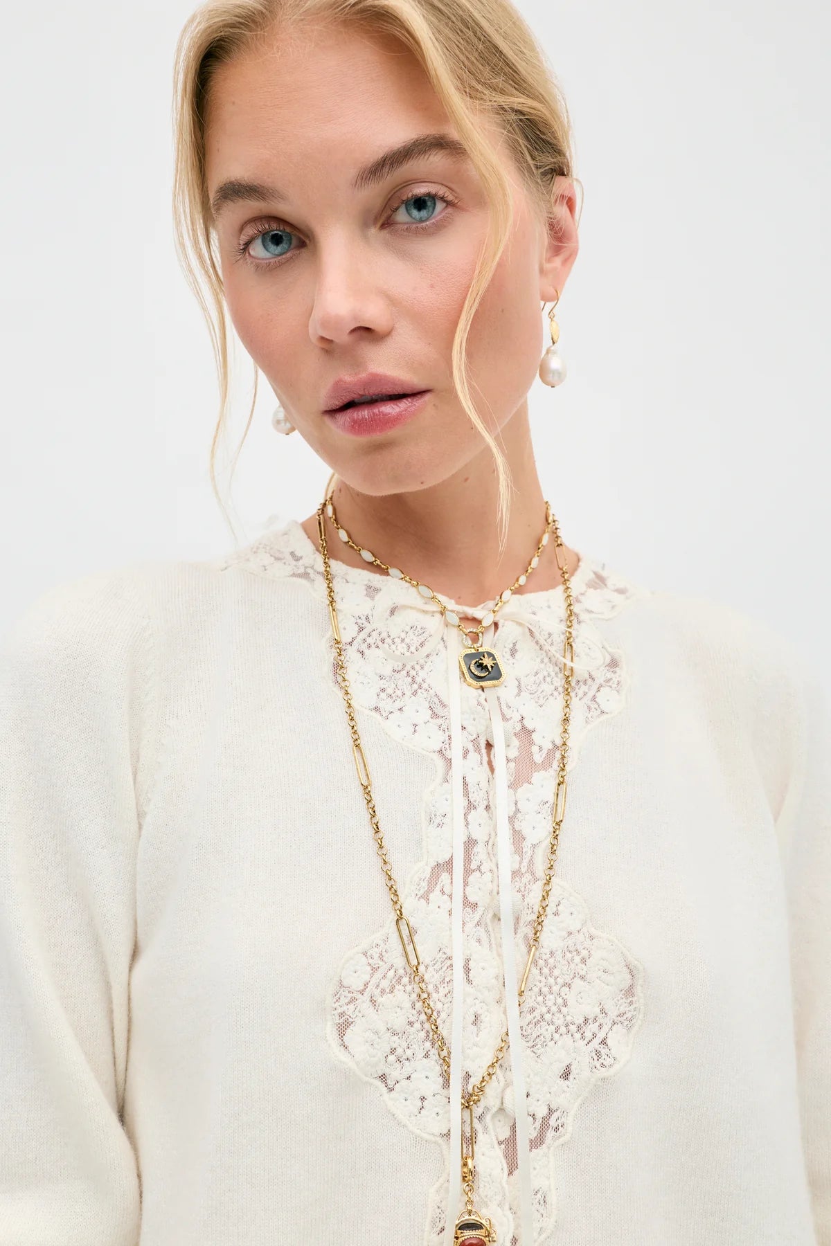 Rixo Tassia Merino Cashmere Cardigan Cream