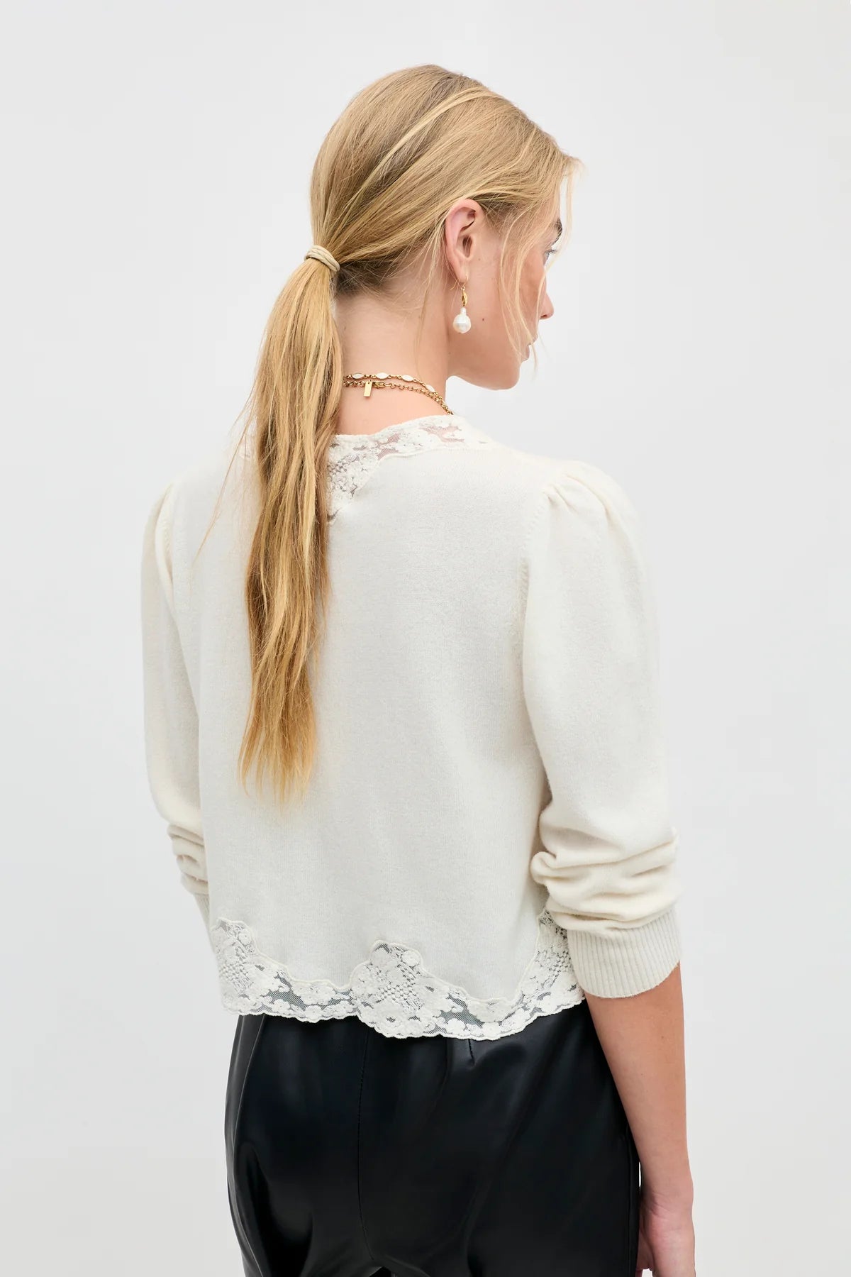 Rixo Tassia Merino Cashmere Cardigan Cream