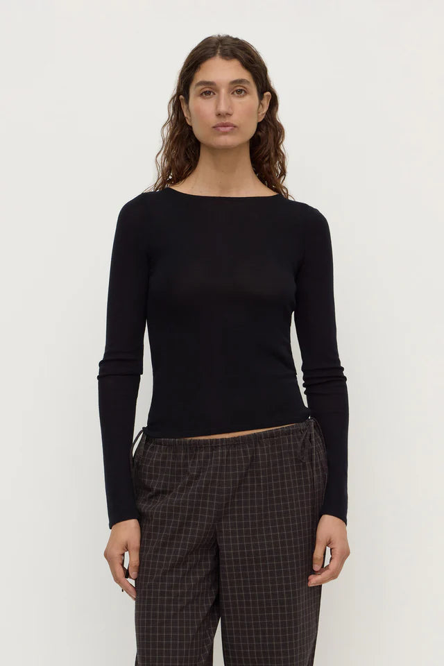 Tatiana Wool Long Sleeve Top Black