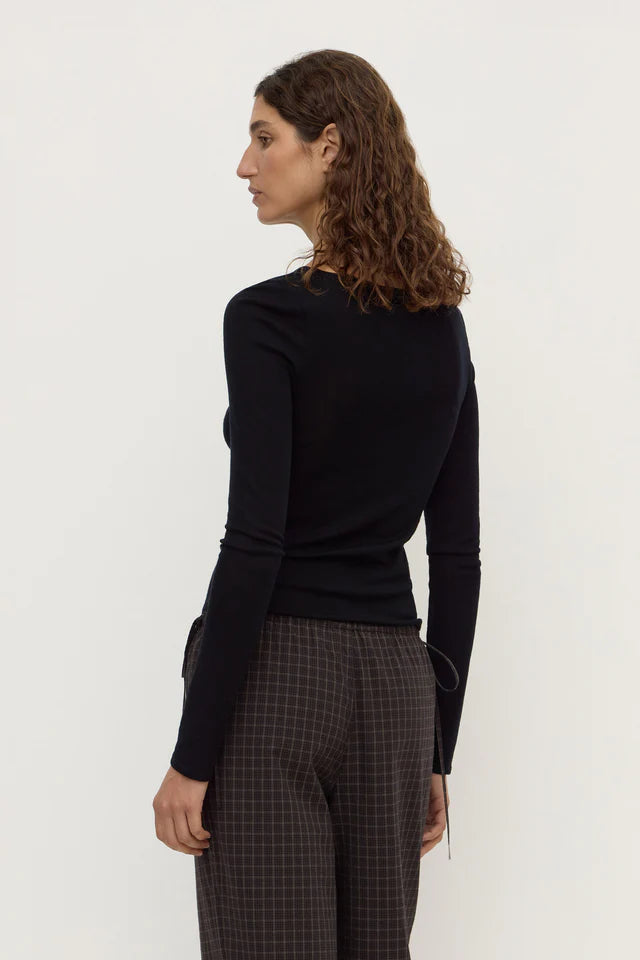 Tatiana Wool Long Sleeve Top Black