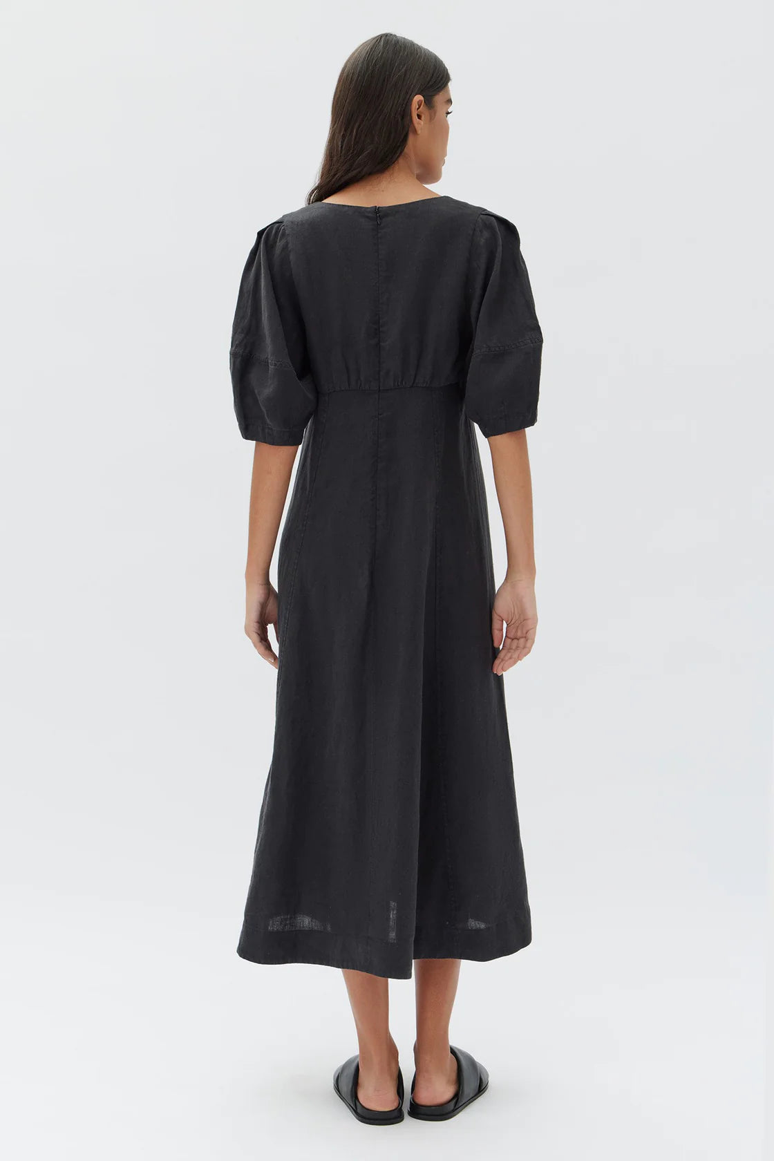 Tia Linen Dress Black