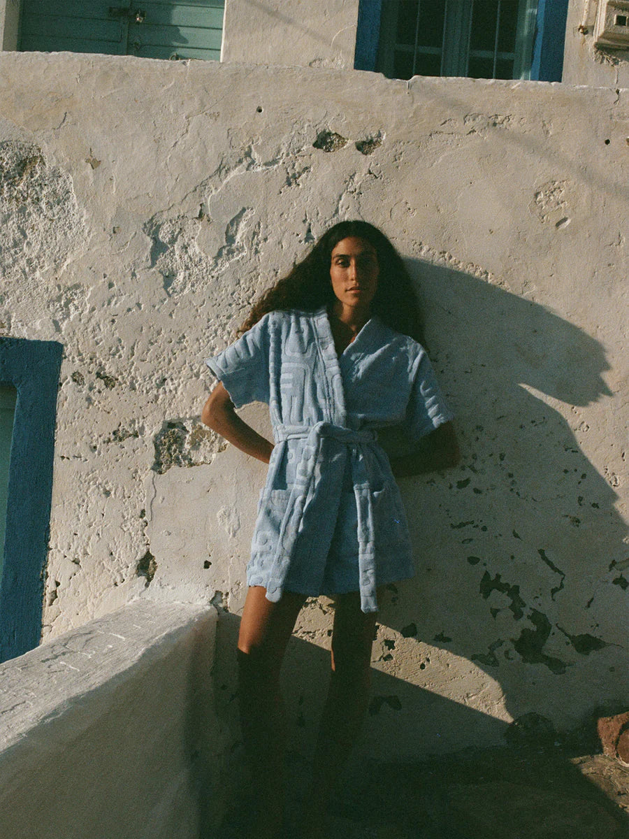 Towelling Mini Robe Kin Cornflower