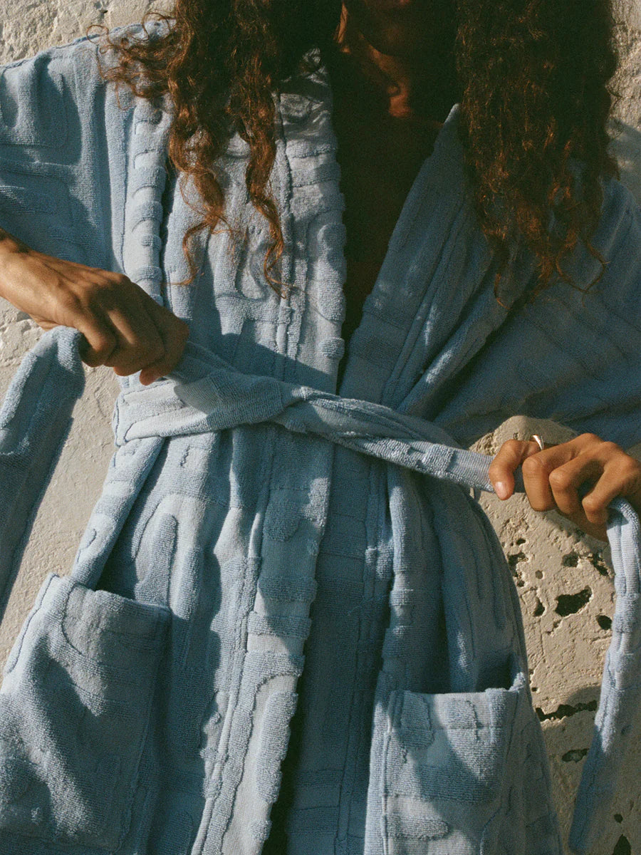 Towelling Mini Robe Kin Cornflower