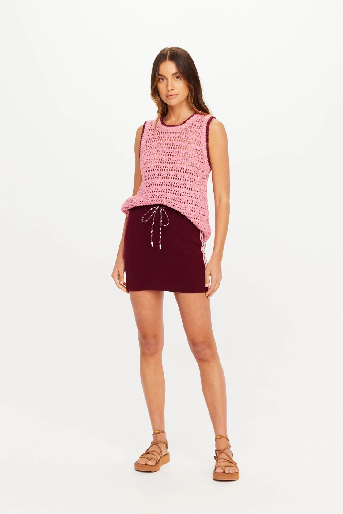 The Upside Zelma Knit Mini Skirt Bordeaux
