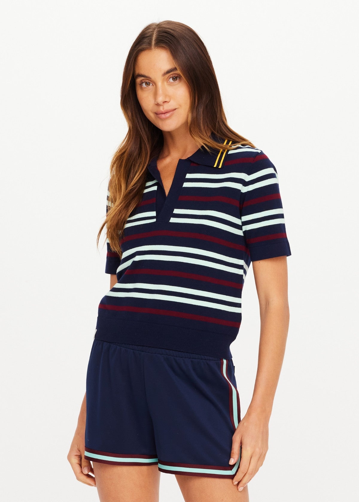 Archie Collared Knit Polo Stripe