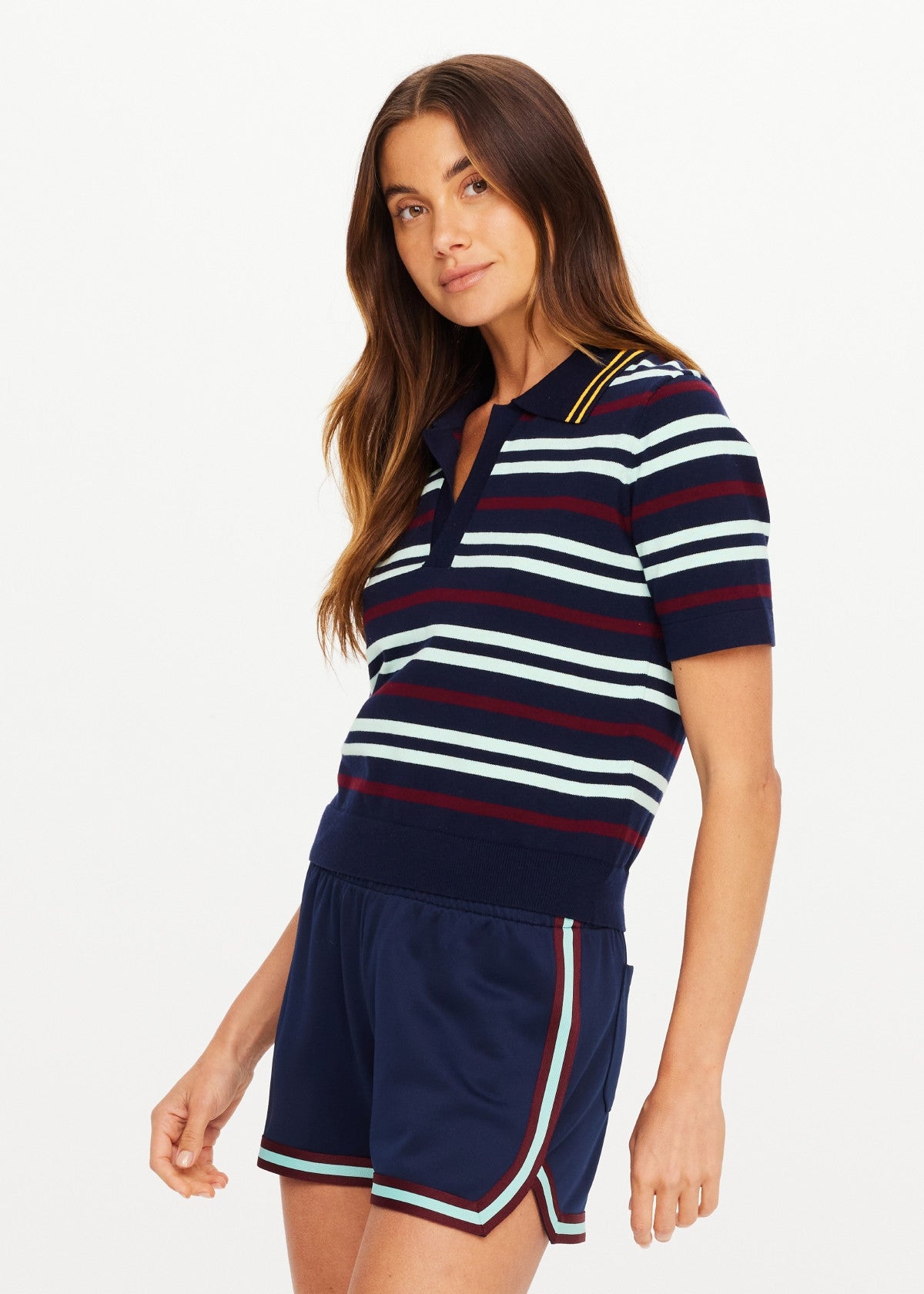 Archie Collared Knit Polo Stripe